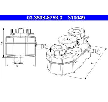 Vyrovnávací nádoba, brzdová kapalina ATE 03.3508-8753.3