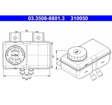 Vyrovnávací nádoba, brzdová kapalina ATE 03.3508-8801.3