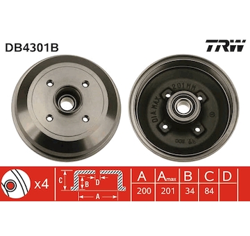 Brzdový buben TRW DB4301B