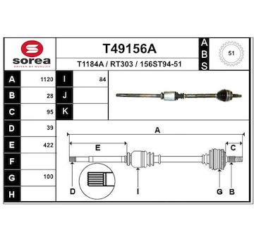 Hnací hřídel EAI T49156A