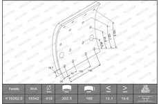 obložení brzdové náprava PERROT FERODO K19262.0 F3653 TATRA E2 410x180mm