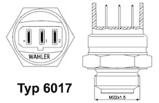 Teplotní spínač, větrák chladiče BorgWarner (Wahler) 6017.95D