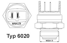 Teplotní spínač, větrák chladiče BorgWarner (Wahler) 6020.95D